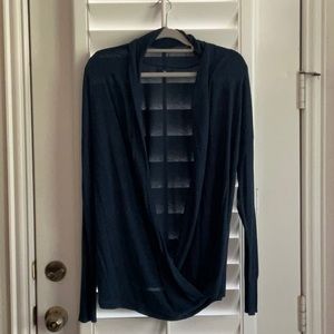 GAP Shawl Collar Wrap Cardigan in Deep Blue/Green - Size XL